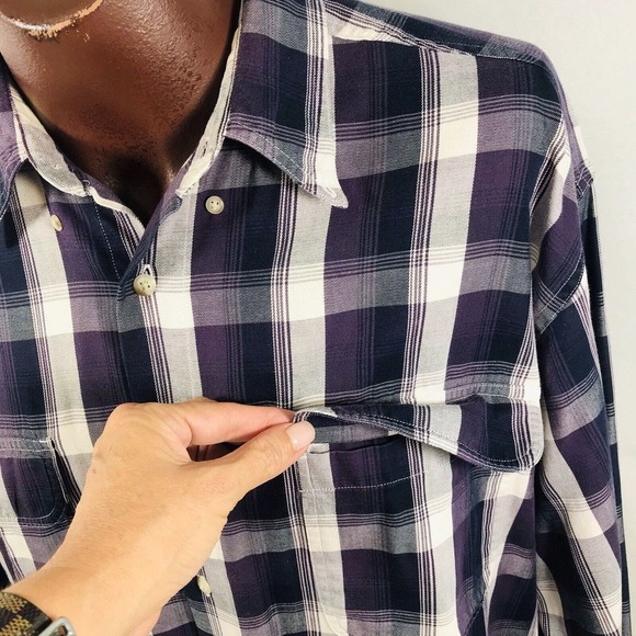 EDDIE BAUER Shirt Mens XL Button Down Relaxed Fit Plaid Long Sleeve 100% Cotton - Picture 3 of 9